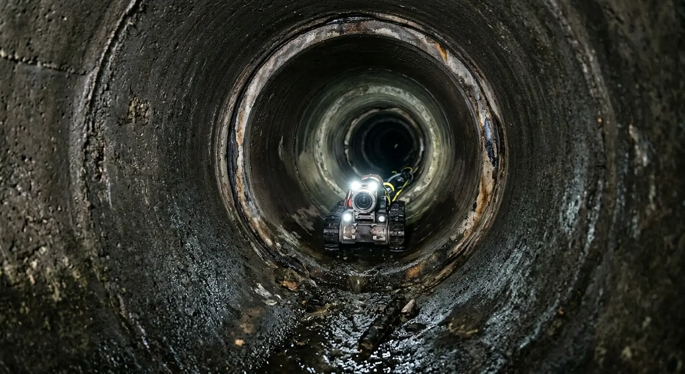 Robotic sewer camera inspecting pipe interior for Sewer Line Repair in Woodland